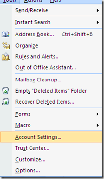 Outlook account settings