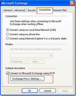 Exchange Proxy Settings