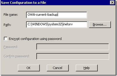 save configuration to a file