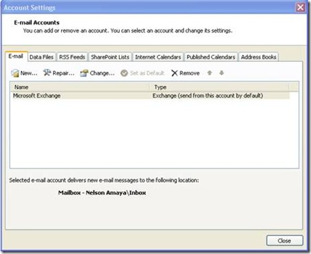 change outlook account settings 2007