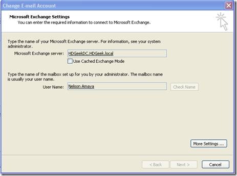 Microsoft Exchange Settings