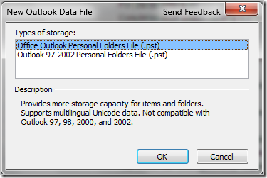 new outlook data file