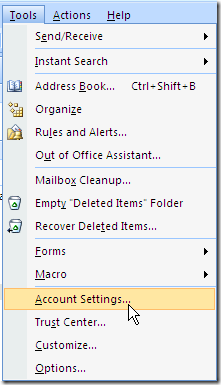 drop down menu - outlook