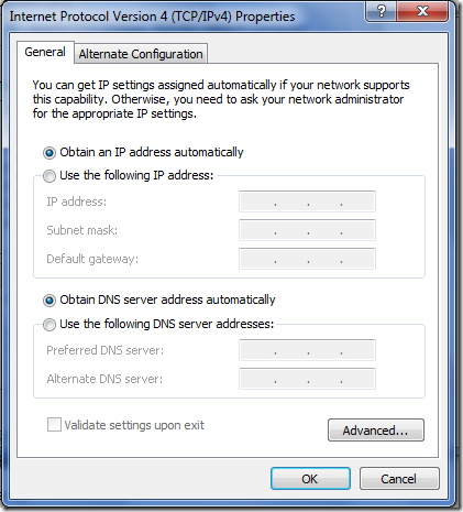 TCP/IP settings