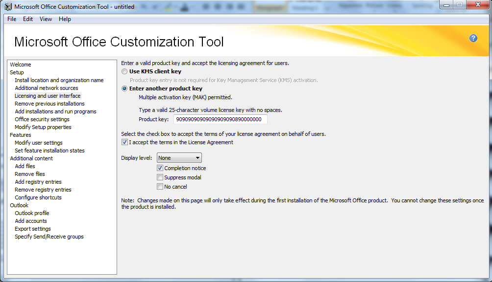 Customize Office 2010 Install
