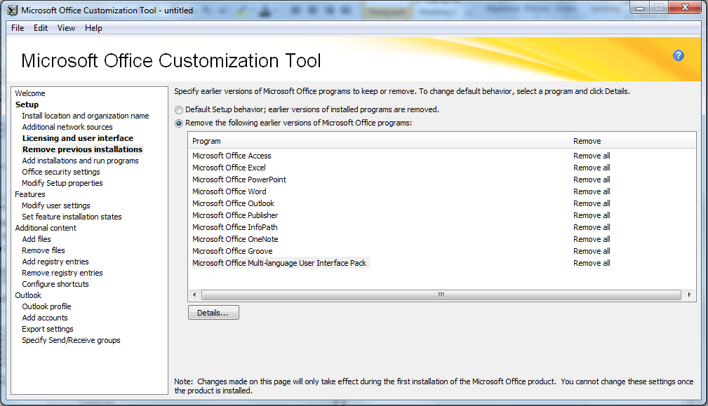 how to uninstall outlook only from office 2010