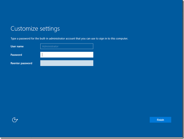 Windows 2016 login screen