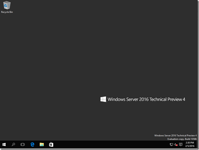 Windows Server 2016 desktop