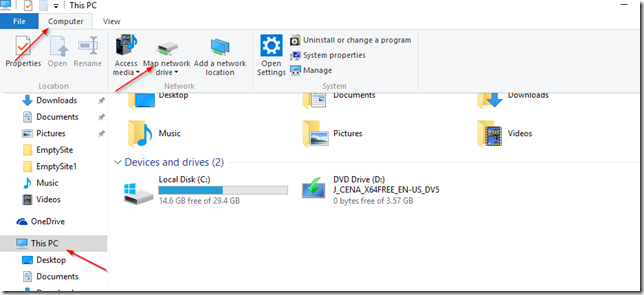 windows map network drive port