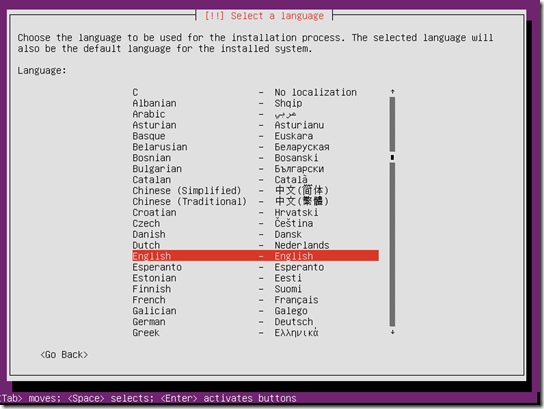 Ubuntu 16.04 choose language