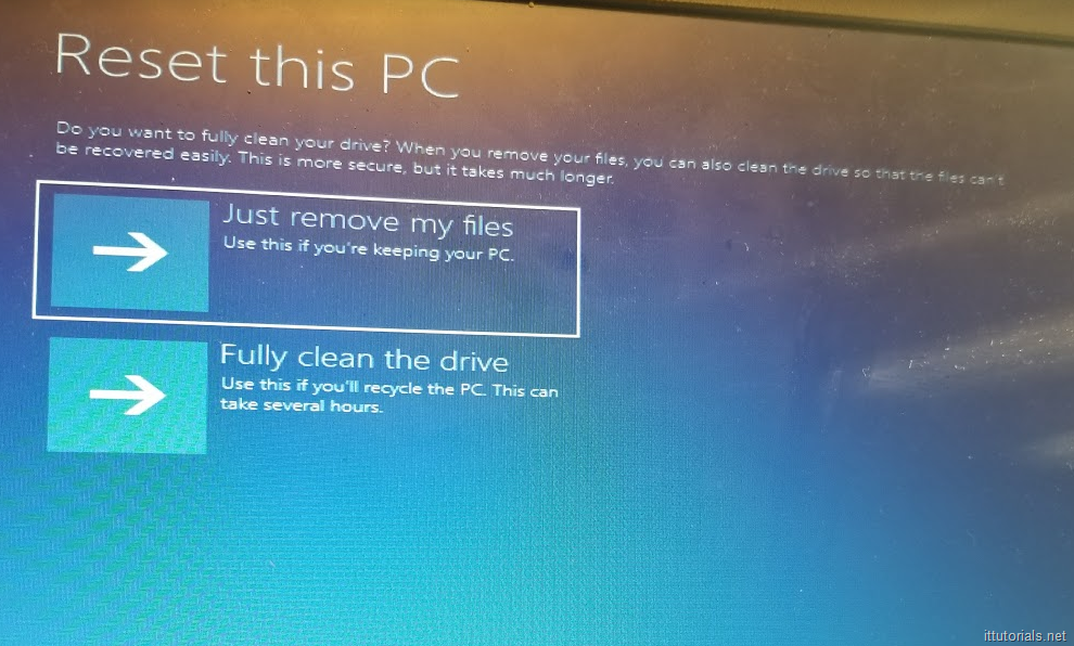 factory reset computer windows 10