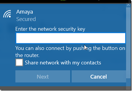 Windows 10 wireless access point enter password