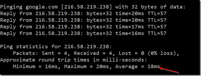 ping results