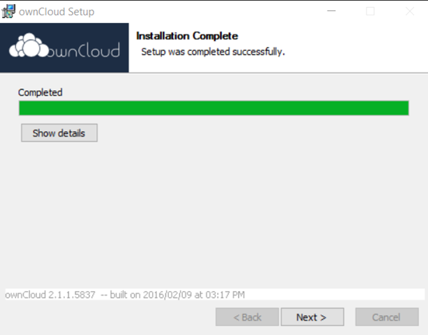 owncloud -Finish Installation 