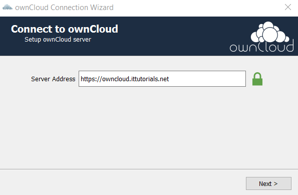 ownCloud - Enter URL 