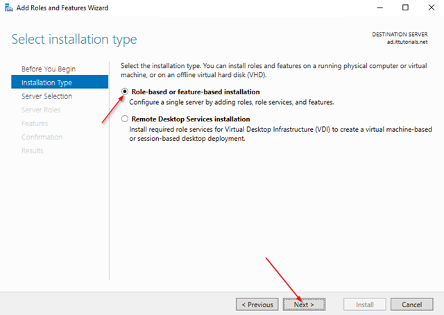 role-based or feature-based installation