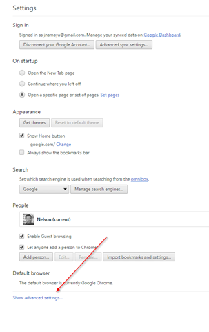 chrome advanced settings