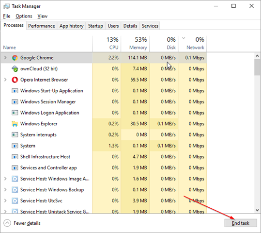 google chrome process