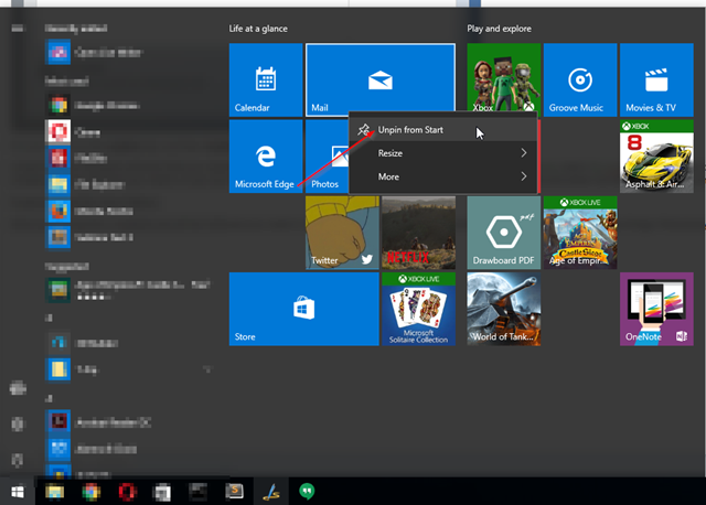 Windows 10 Start Menu