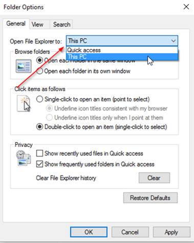 file explorer options