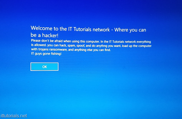 Windows 10 logon message