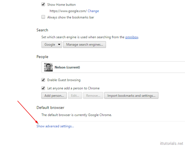 Google Chrome advanced settings