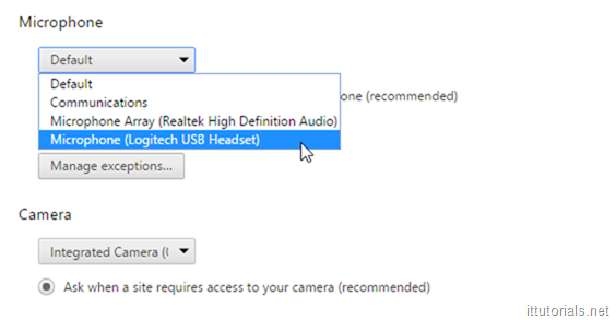 choose your headphones from microphone list