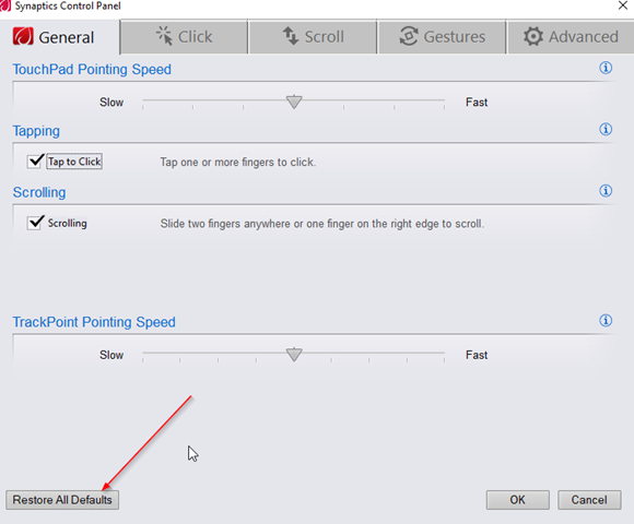 touchpad pointing speed