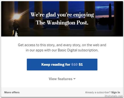 Washington Post Paywall Message