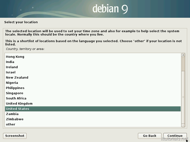 Debian Select Location
